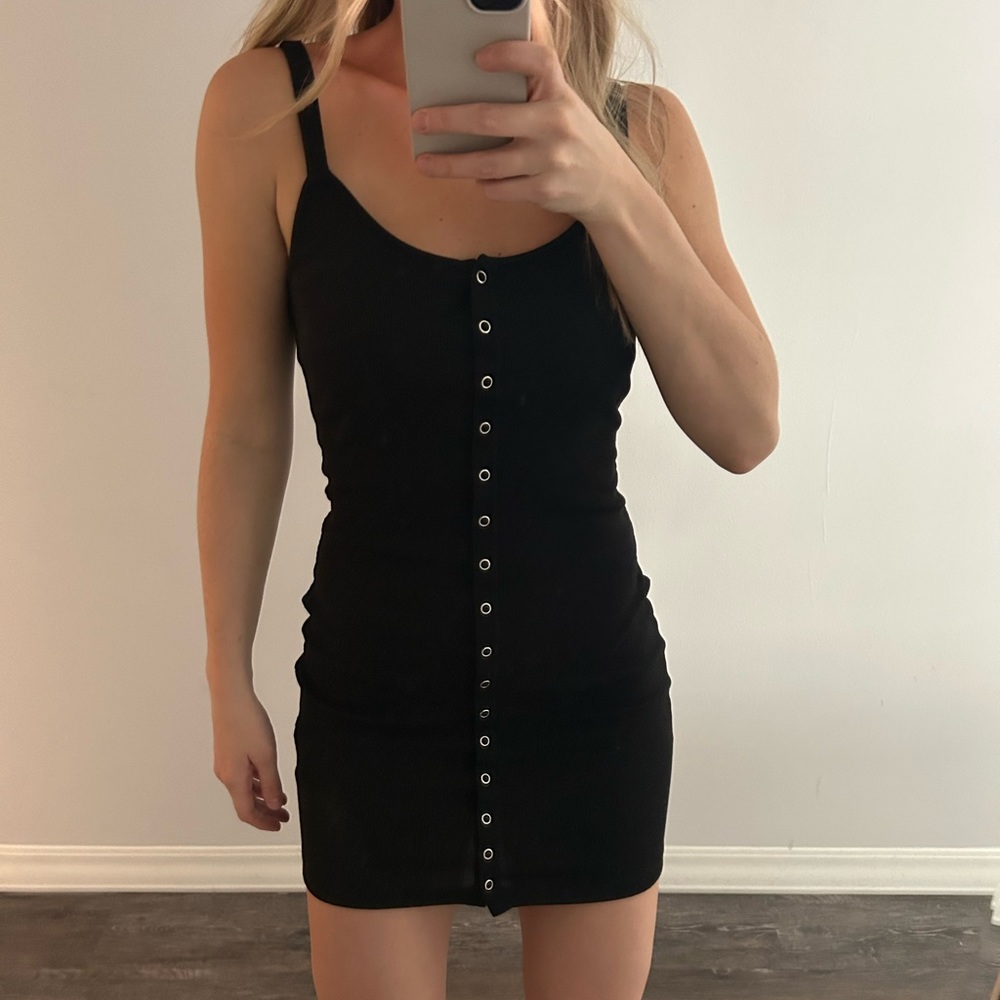 Black button up mini dress